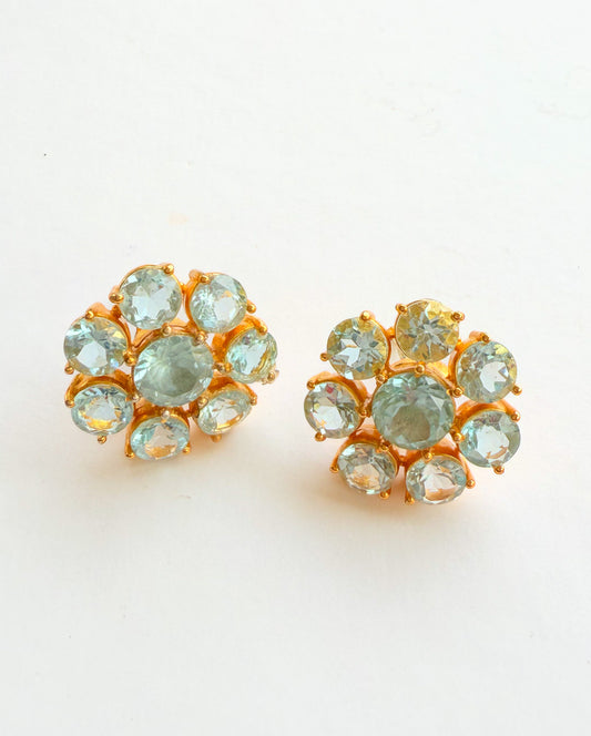 "Gia" Blue Topaz Flower Earrings