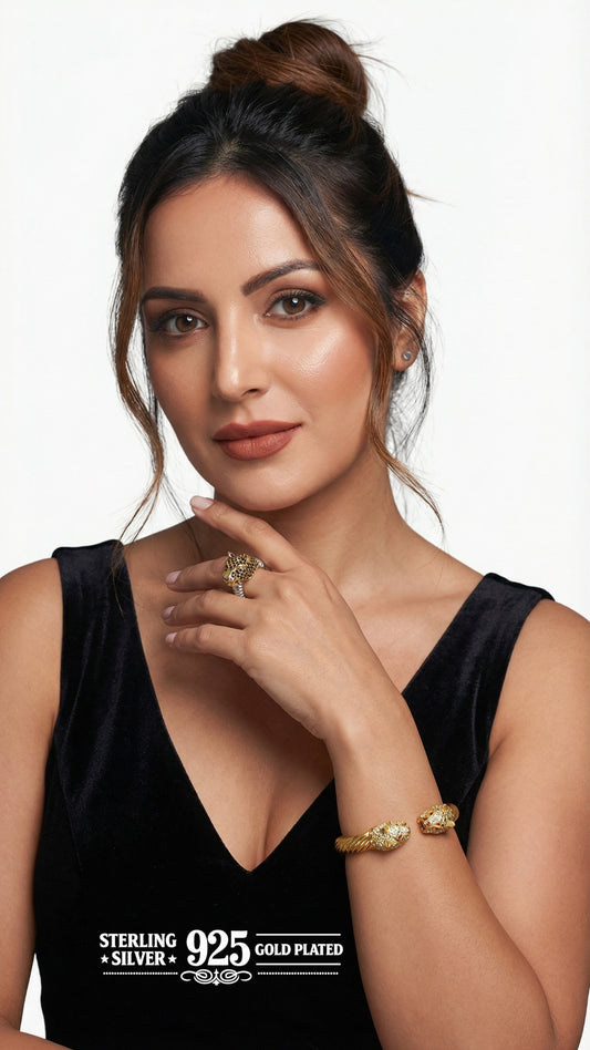 "Cheetah" Cocktail Ring - Colourless Zircon