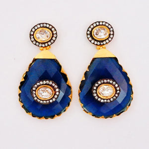 "Lilly" Earrings - Blue Quartz Crystal & Zircons (Sample Sale)
