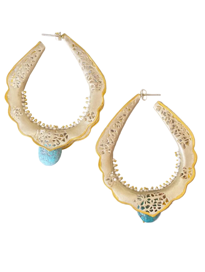 "Mughal" Turquoise Hoop Earrings. - (Sample Sale)