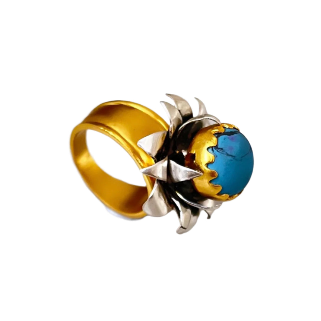 "Lotus" Cocktail Ring - Turquoise