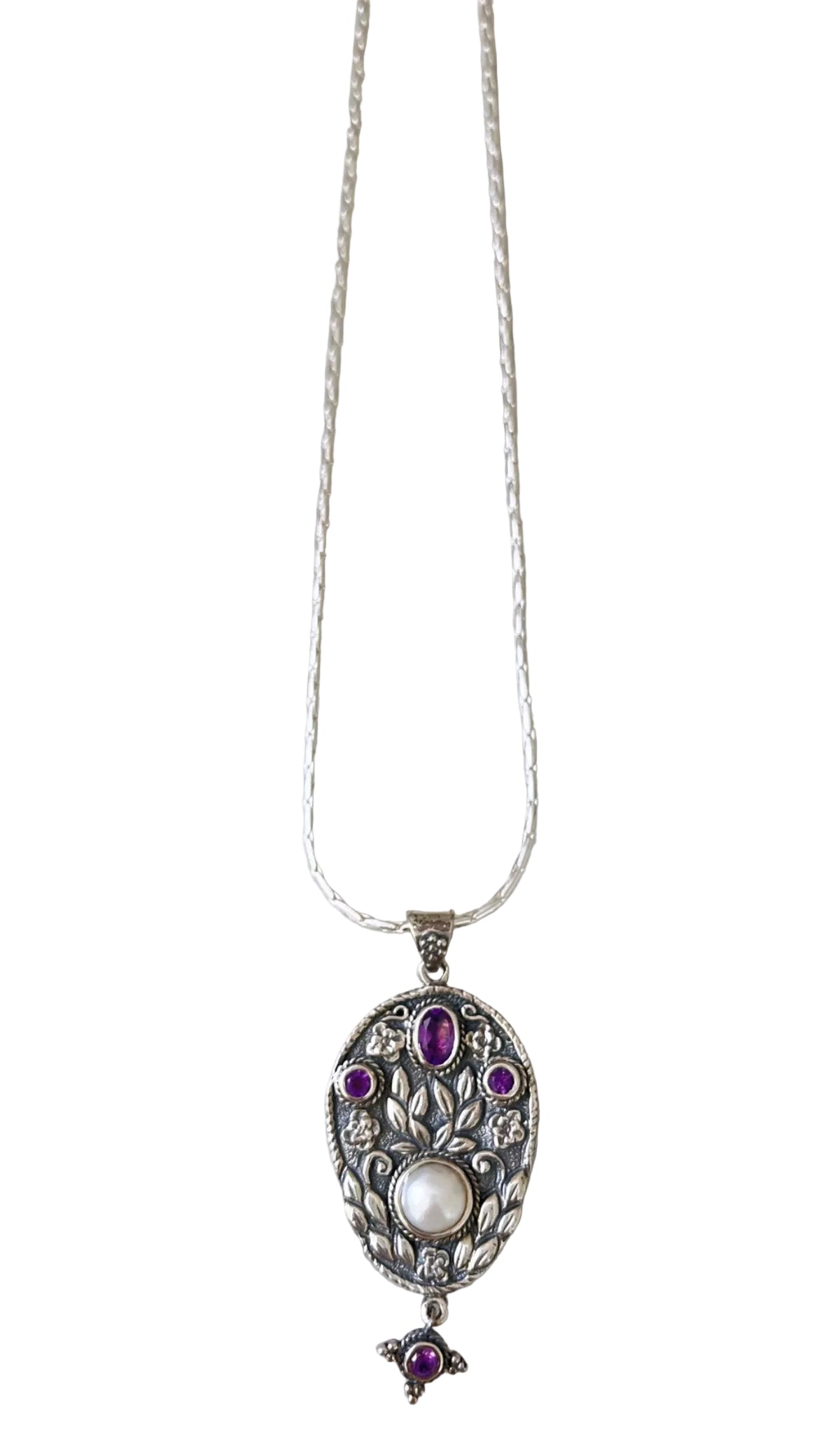 “Birthstone" Silver Pendant Necklace - Amethyst