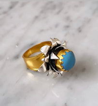 Load image into Gallery viewer, &quot;Lotus&quot; Cocktail Ring - Turquoise