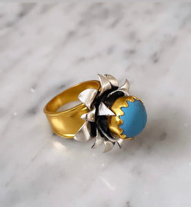 "Lotus" Cocktail Ring - Turquoise