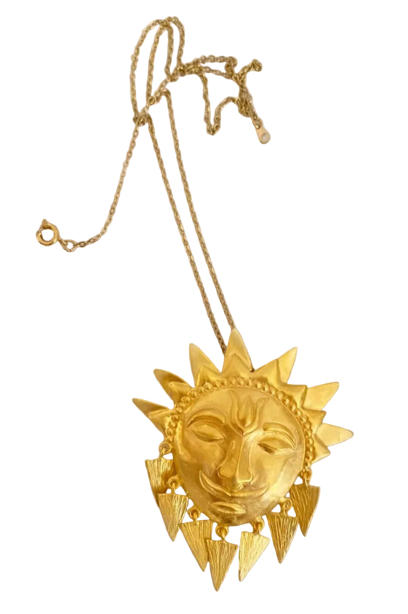 Sterling Silver Gold Plated "Helios Sun" God Necklace