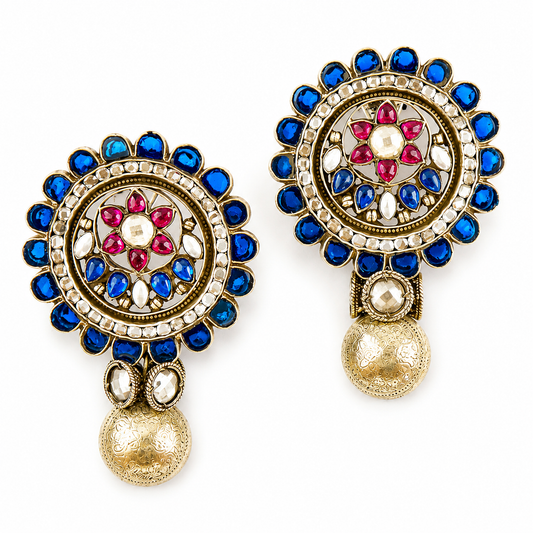 Blue "Sunflower" Earrings
