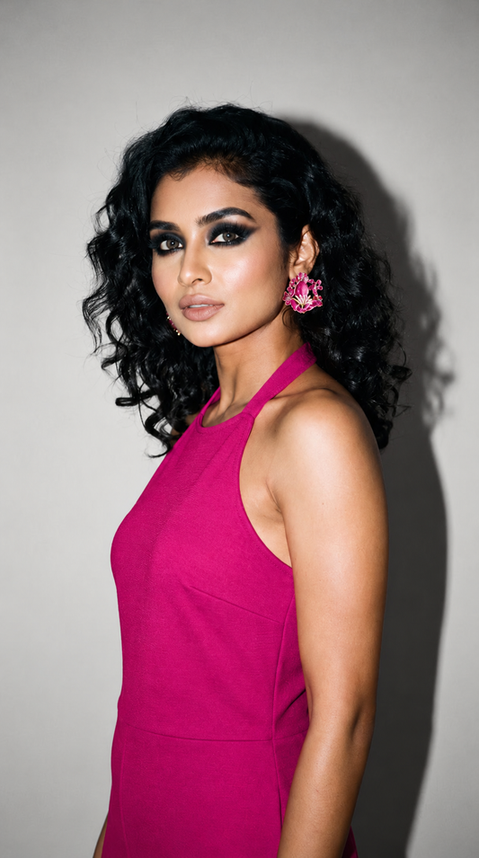 "Jakkie" Pink Lotus Stud Earrings