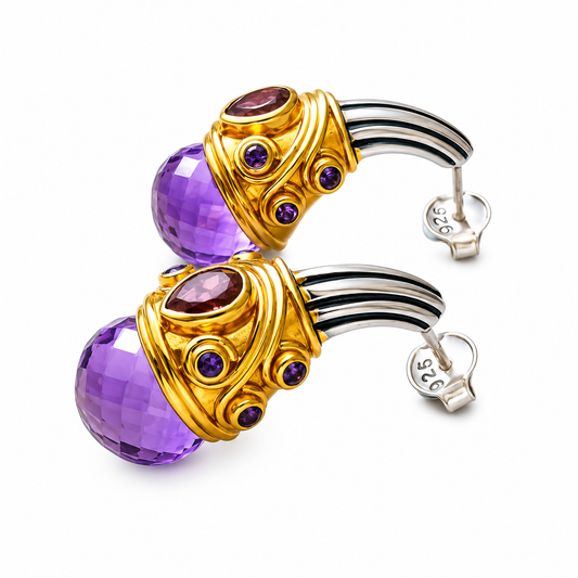 "Greek Goddess" Amethyst & Citrine Earrings