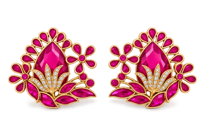"Jakkie" Pink Lotus Stud Earrings