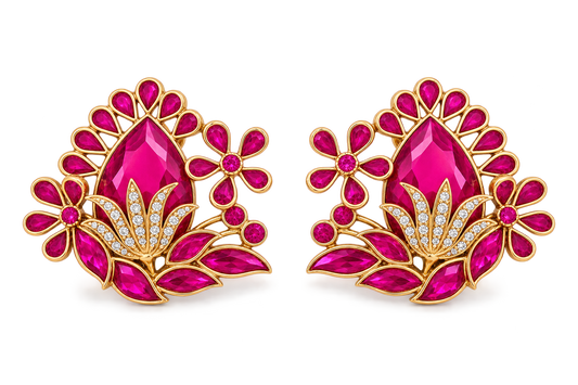 "Jakkie" Pink Lotus Stud Earrings