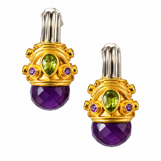 "Greek Goddess" Amethyst & Peridot Earrings