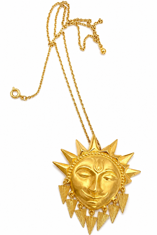 Sterling Silver Gold Plated "Helios Sun" God Necklace