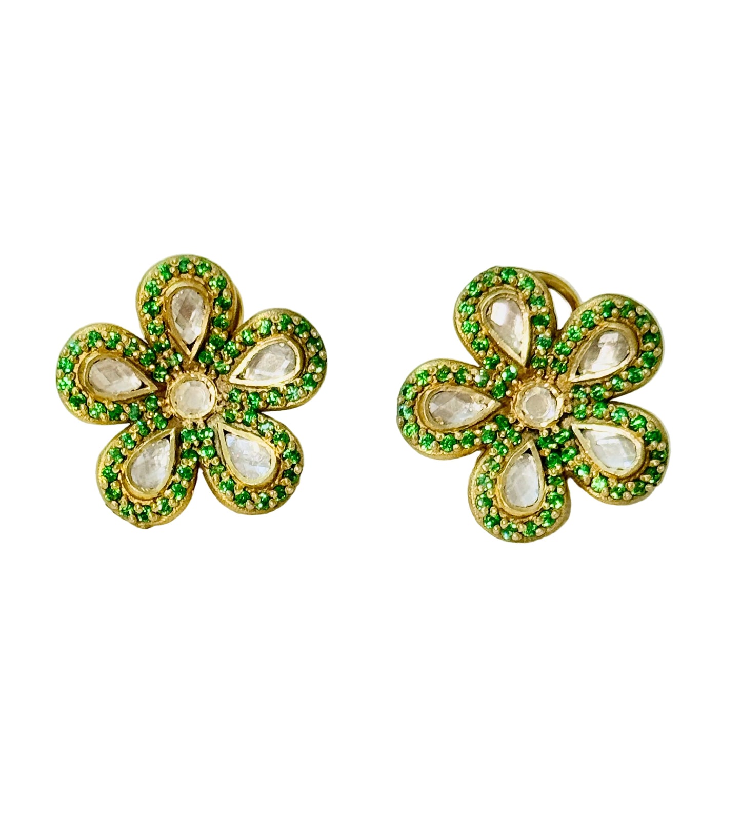 "Monika" Green Flowers Earrings