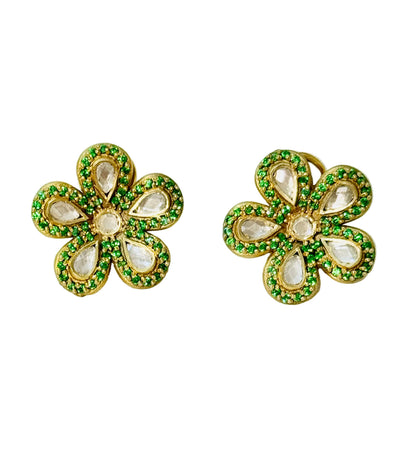 "Monika" Green Flowers Earrings