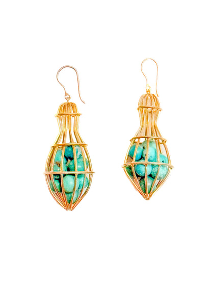 "Cage" Turquoise Earrings