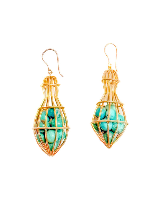 "Cage" Turquoise Earrings