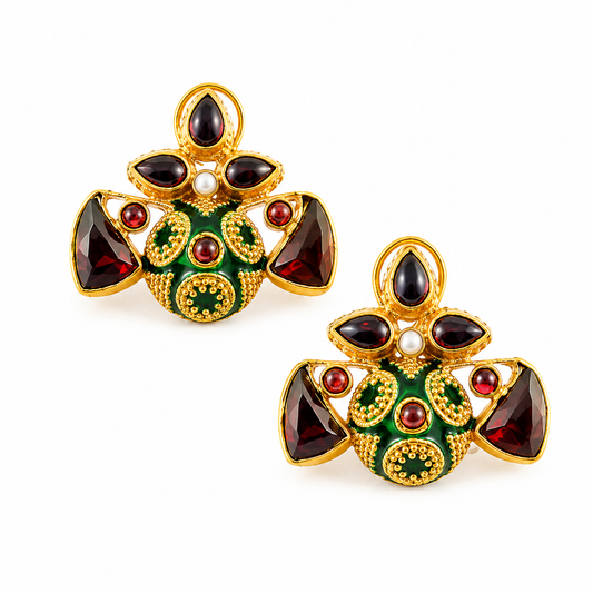 Elena Earrings - Red & Green