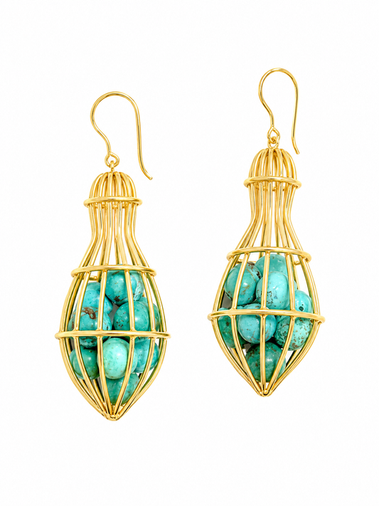 "Cage" Turquoise Earrings