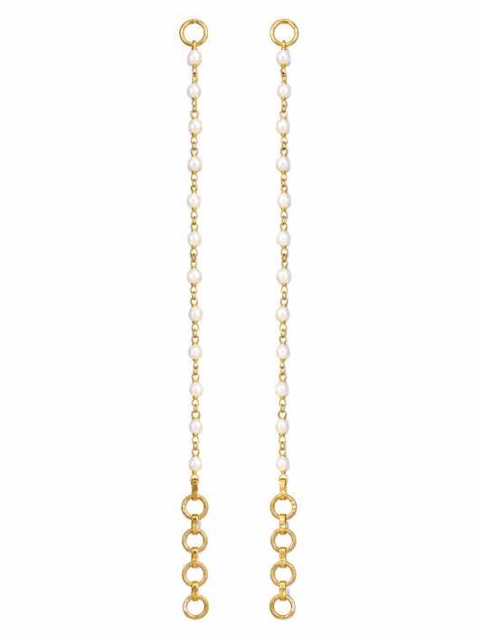 Pearl Gold Earrings Support Chains
