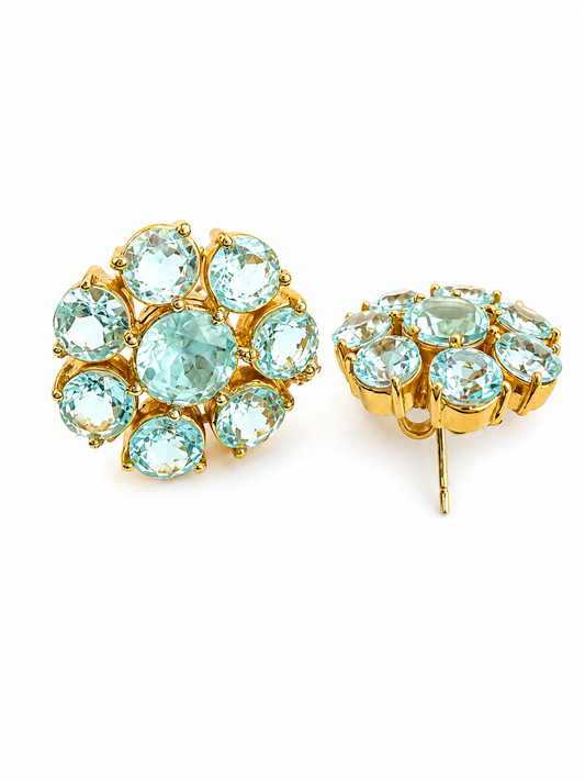 "Gia" Blue Topaz Flower Earrings