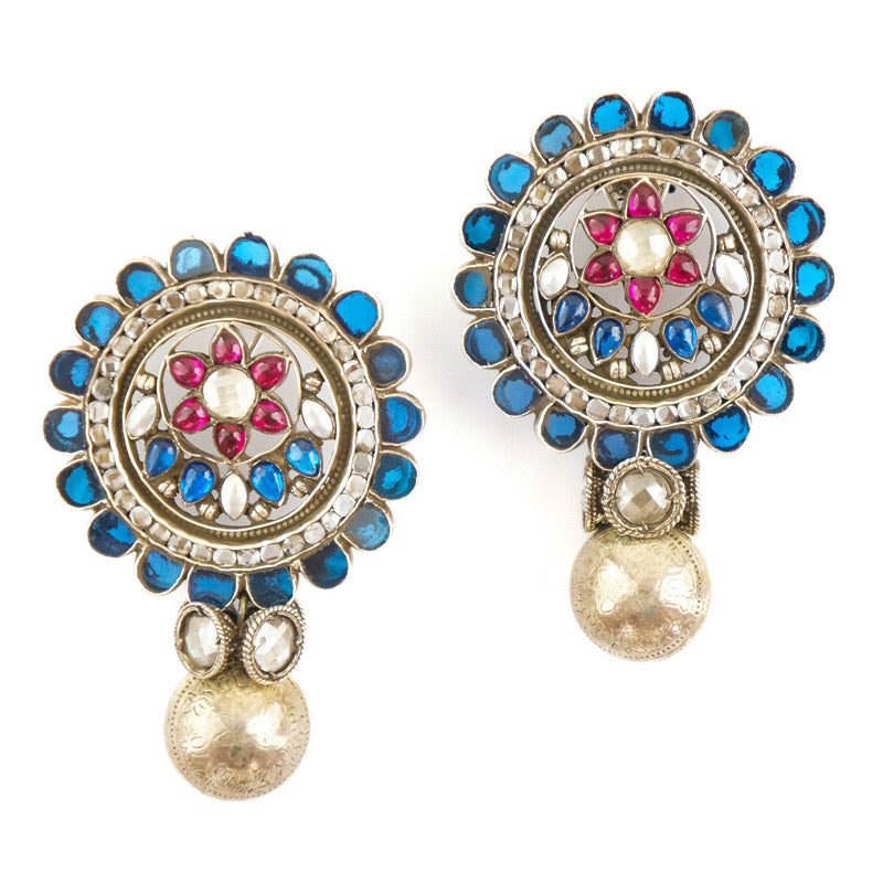 Blue "Sunflower" Earrings