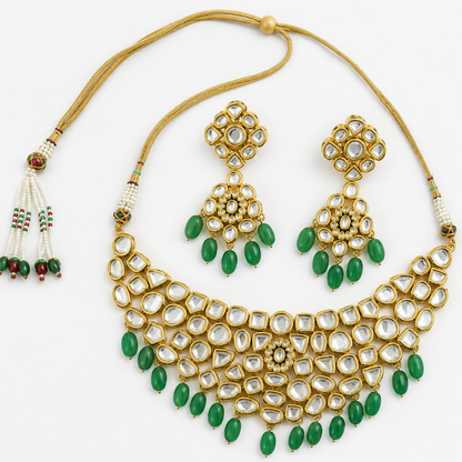 "Azara" Necklace and Earring Set - Green Onyx