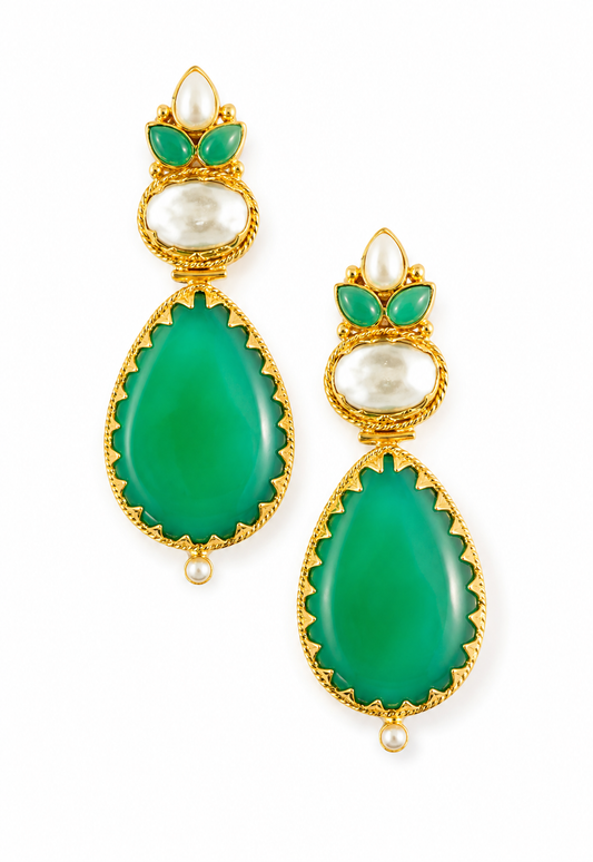 "Josephina" Green Chalcedony Earrings