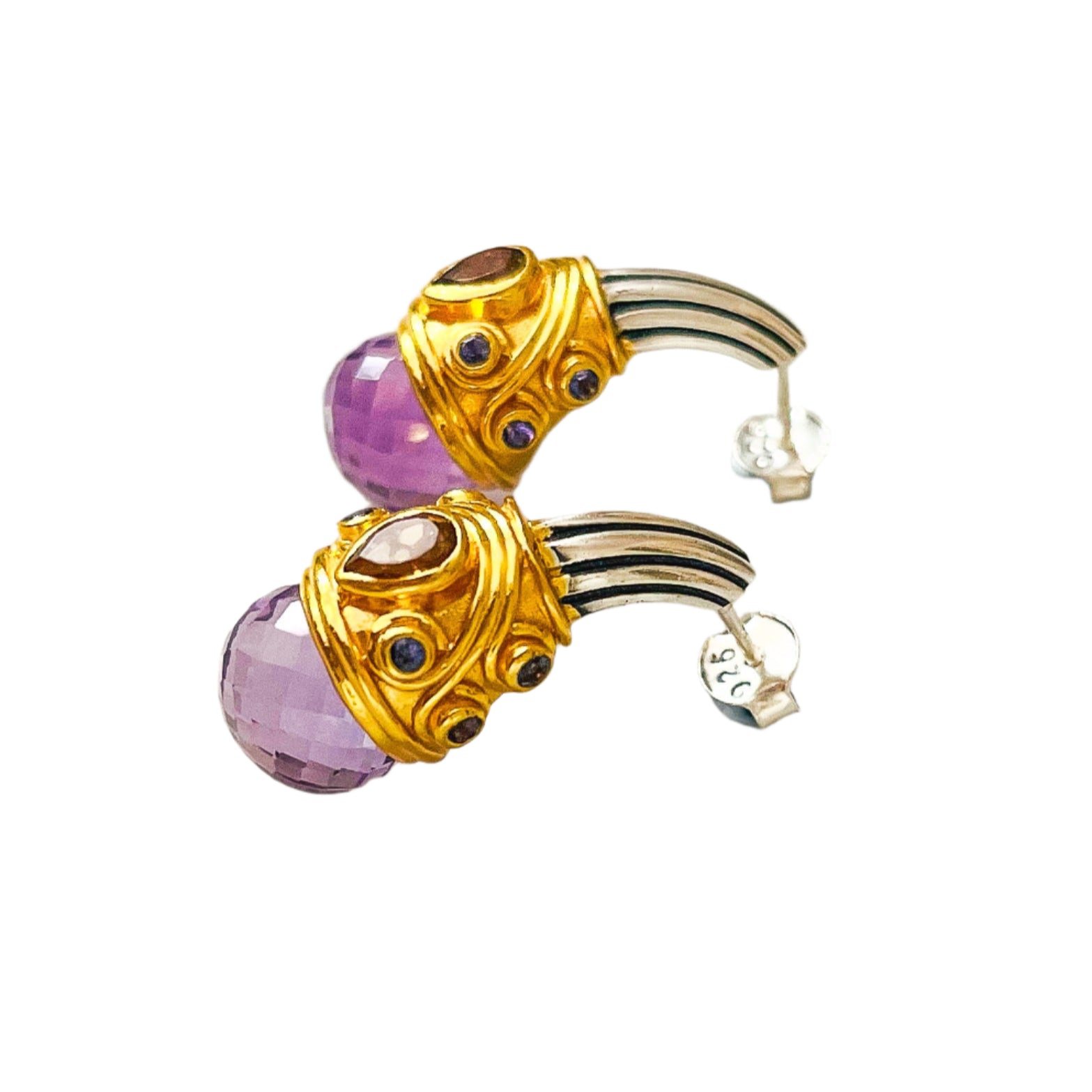 Greek Goddess Amethyst Citrine Earrings Punjaban Diva
