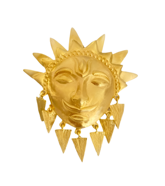 Sterling Silver Gold Plated "Helios Sun" God Necklace