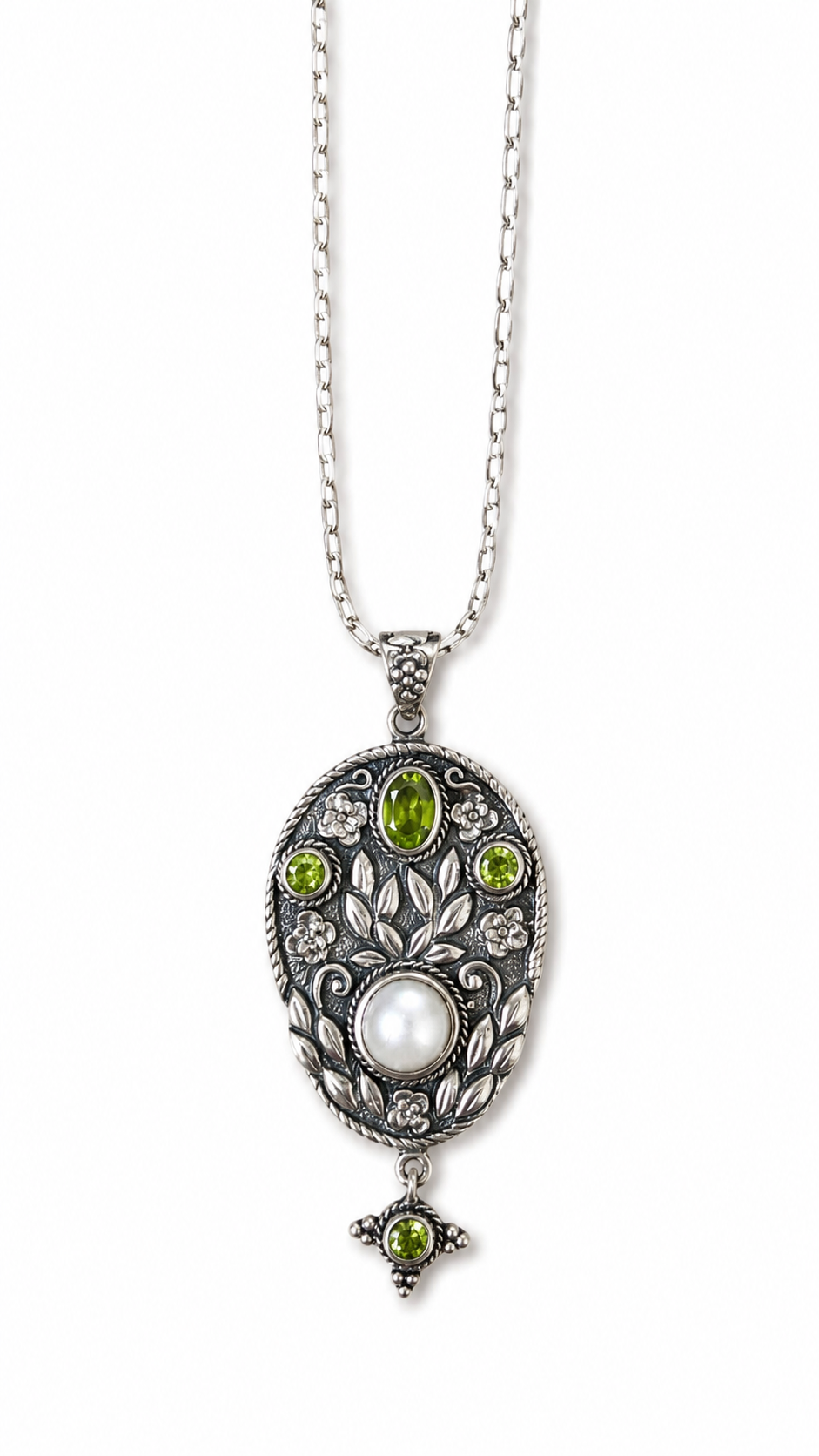 “Birthstone" Silver Pendant Necklace - Peridot