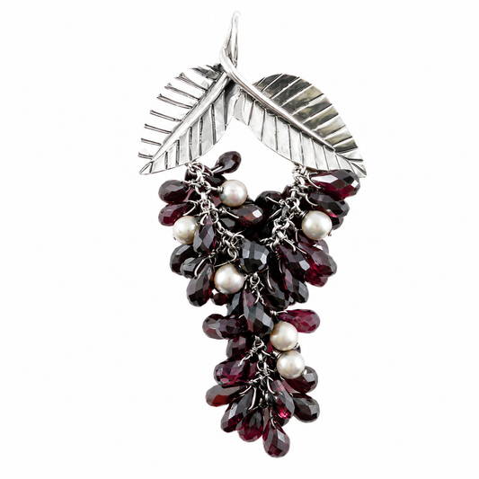 Silver "Eve" Brooch & Pendant Combo - Garnets