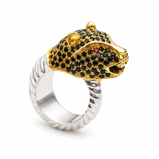"Cheetah" Cocktail Ring - Black Onyx