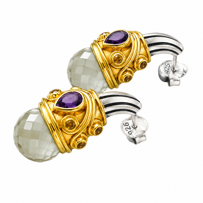 "Greek Goddess" Amethyst & Prehnite Earrings