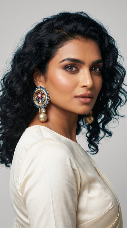 Blue "Sunflower" Earrings