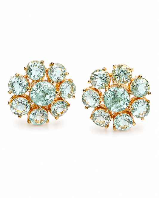 "Gia" Blue Topaz Flower Earrings