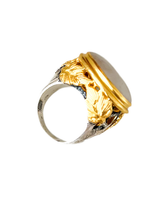 "Climber Leaves" Cocktail Ring - Moonstone