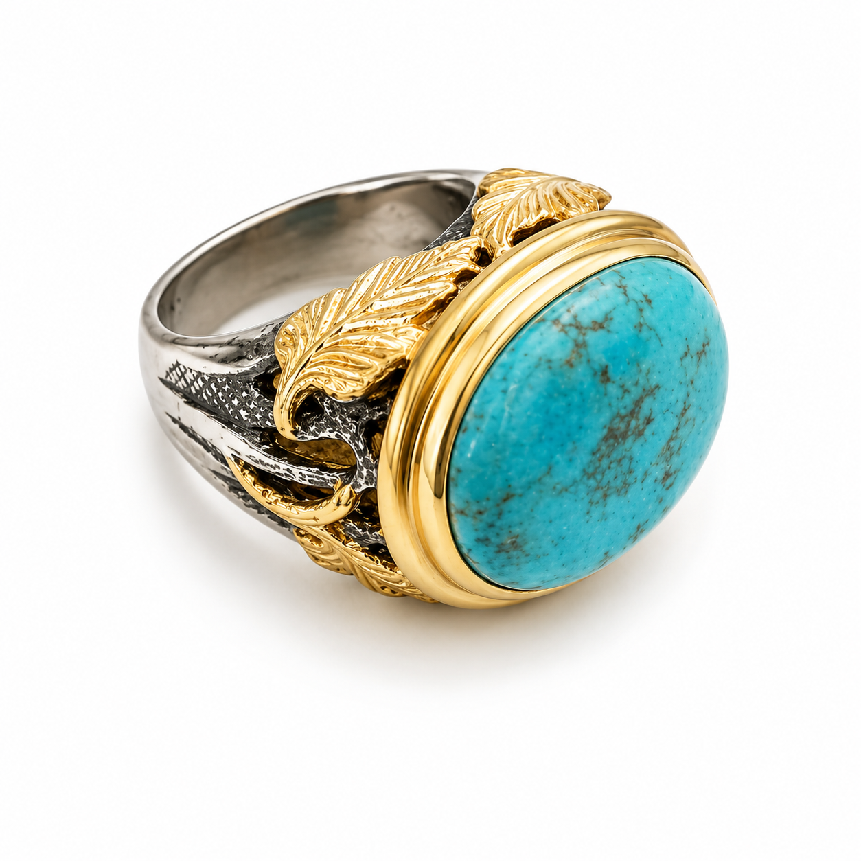 "Climber Leaves" Cocktail Ring - Turquoise