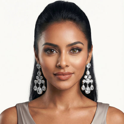 "Shining Stars" Silver Chandeliers Earrings
