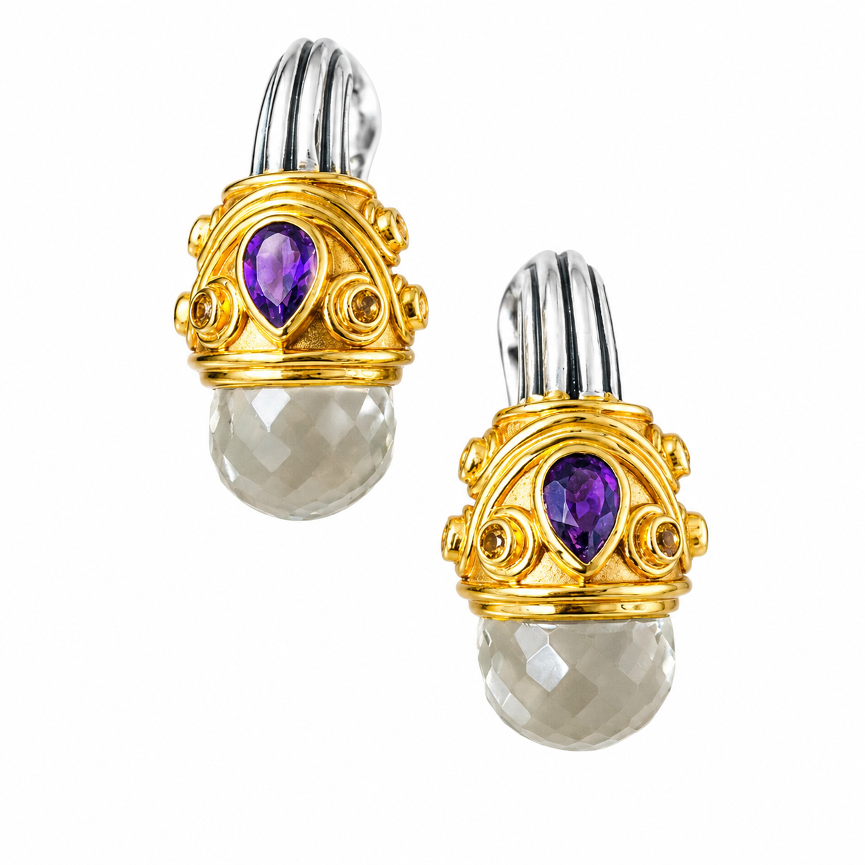 "Greek Goddess" Amethyst & Prehnite Earrings