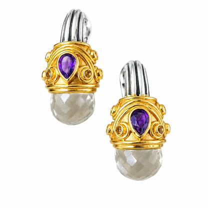 "Greek Goddess" Amethyst & Prehnite Earrings