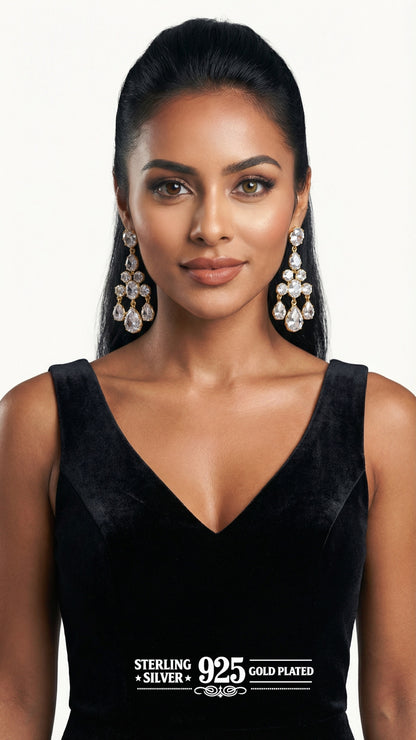 "Shining Stars" Gold Chandeliers Earrings