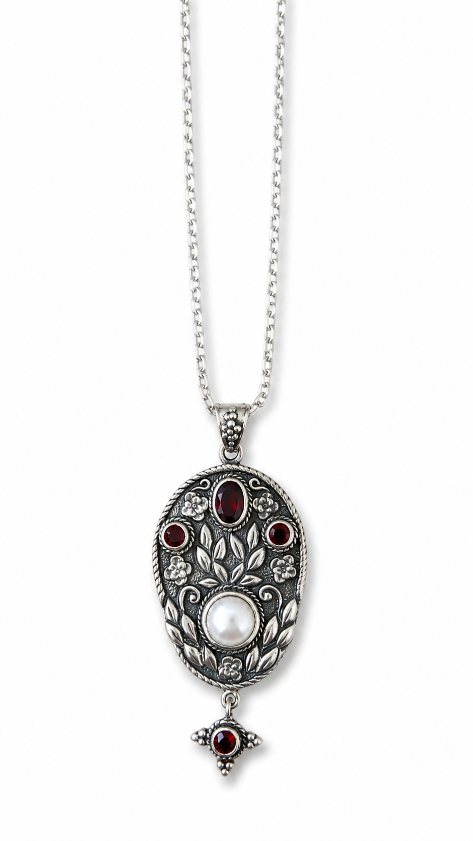 “Birthstone" Silver Pendant Necklace - Garnet