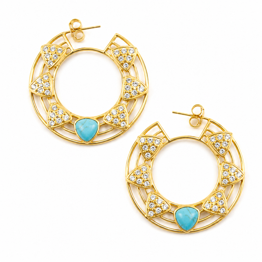 "Olivia" Turquoise Hoop Earrings