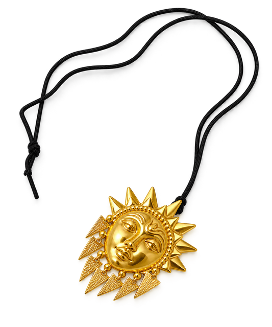Sterling Silver Gold Plated "Helios Sun" God Necklace