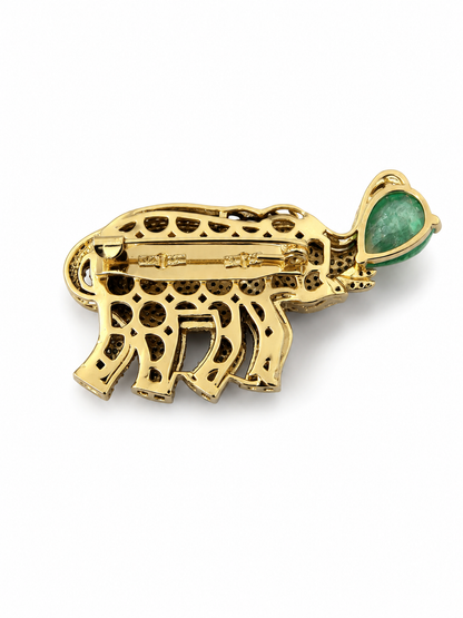 "Baby Elephant" Pave Brooch - Chalcedony & Colourless Zircon