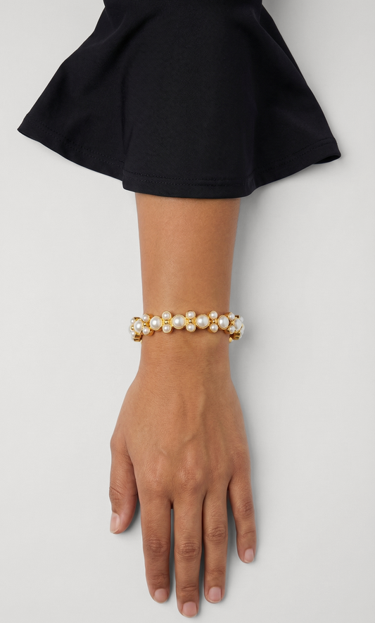 Pearl Lydia Bangle - Gold