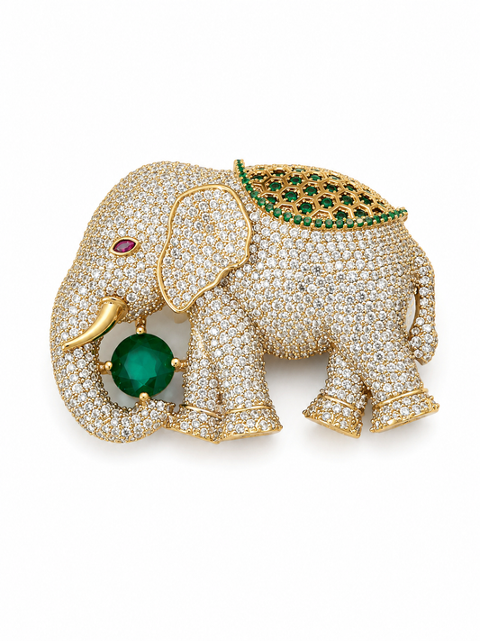 "Mama Elephant" Pave Brooch
