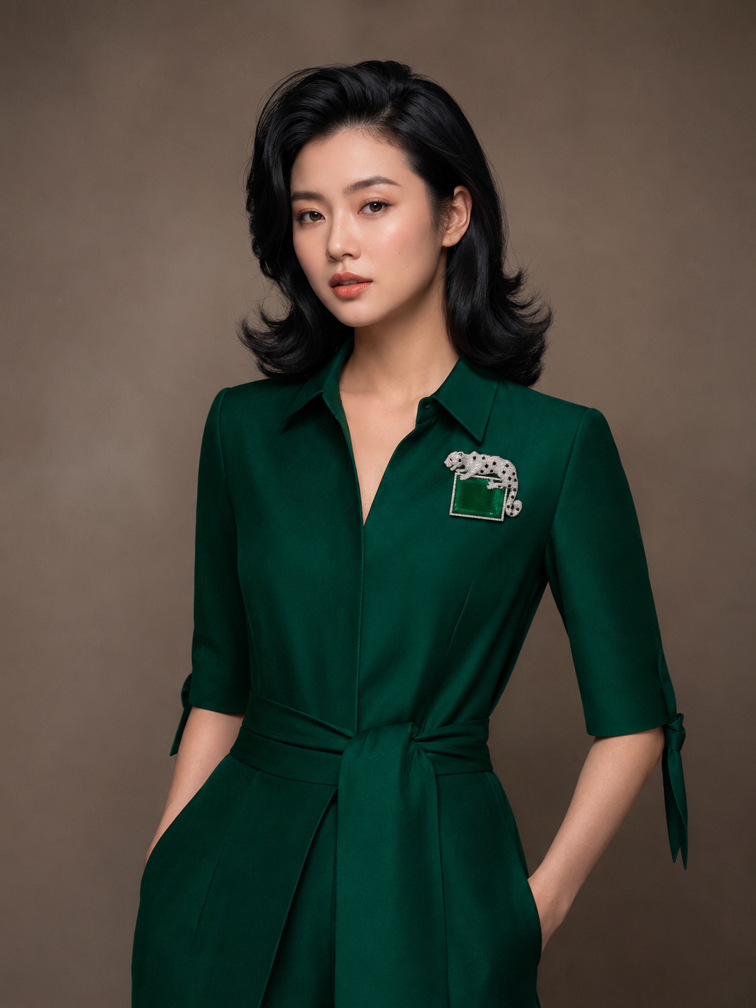 “Emerald Leopard ” Brooch