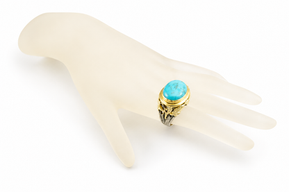 "Climber Leaves" Cocktail Ring - Turquoise