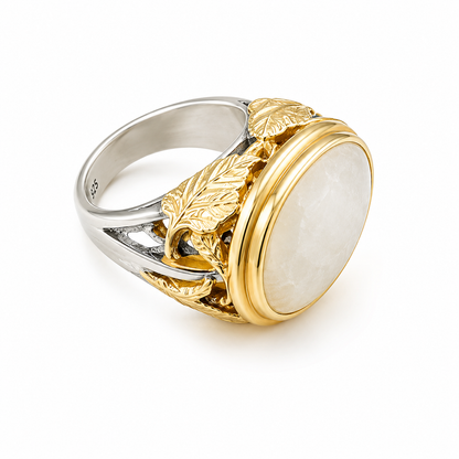 "Climber Leaves" Cocktail Ring - Moonstone